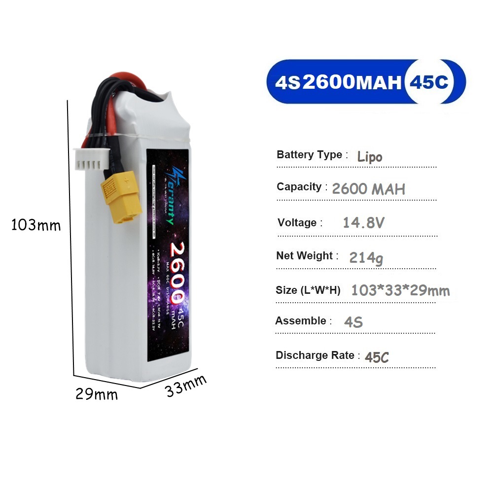 4S LiPo Batterij 14.8V 1500mah - Drone Battery Li-Ion recensie en prijs