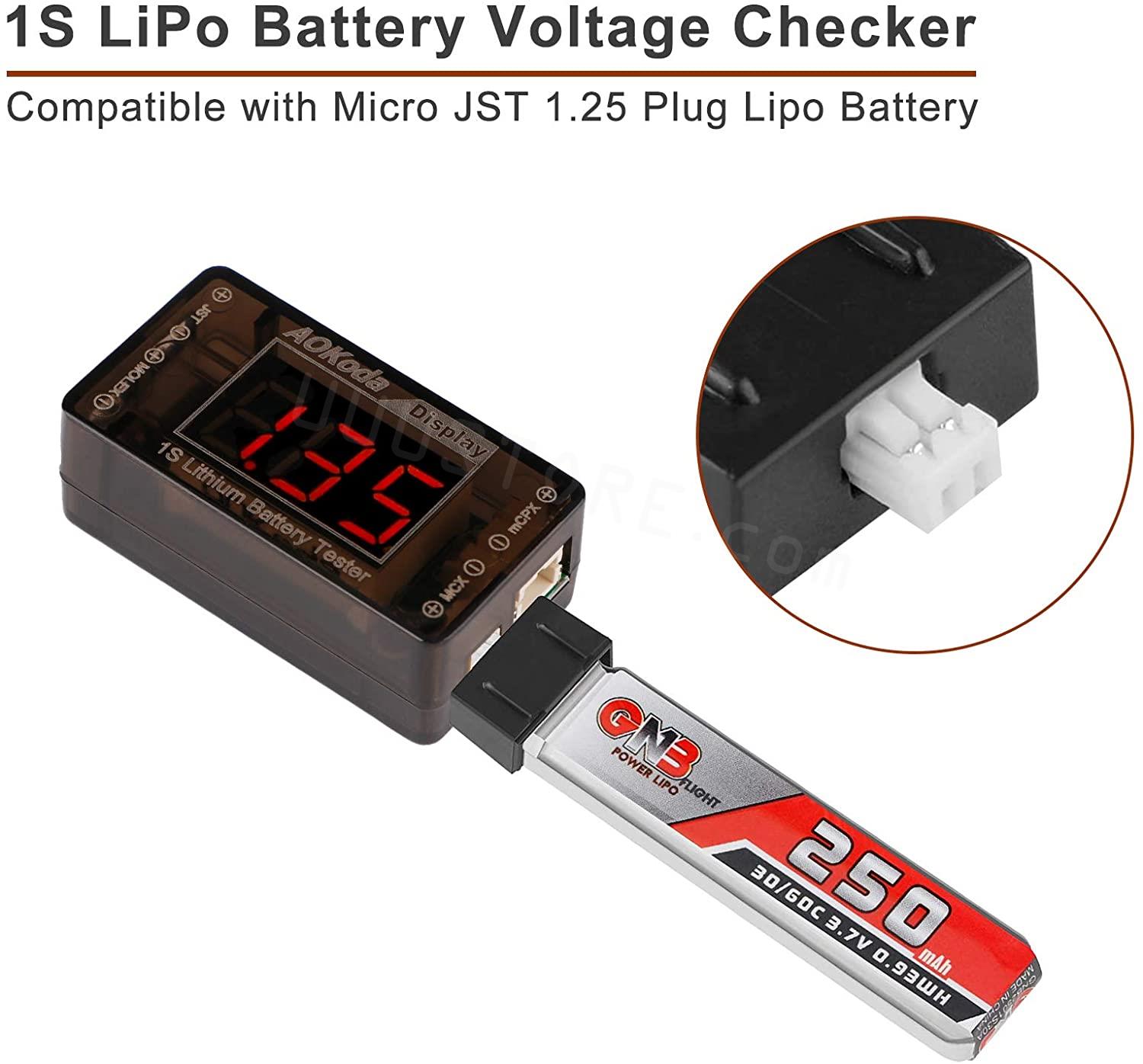 AOKoda AOK-041 1S LiPo batteri - Drone Battery Voltage Checker recensie en prijs