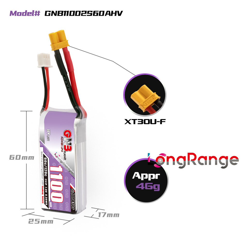 GNB 1100mAh 2S 3S 4S 6S 60C/12 - Drone Battery 6S recensie en prijs