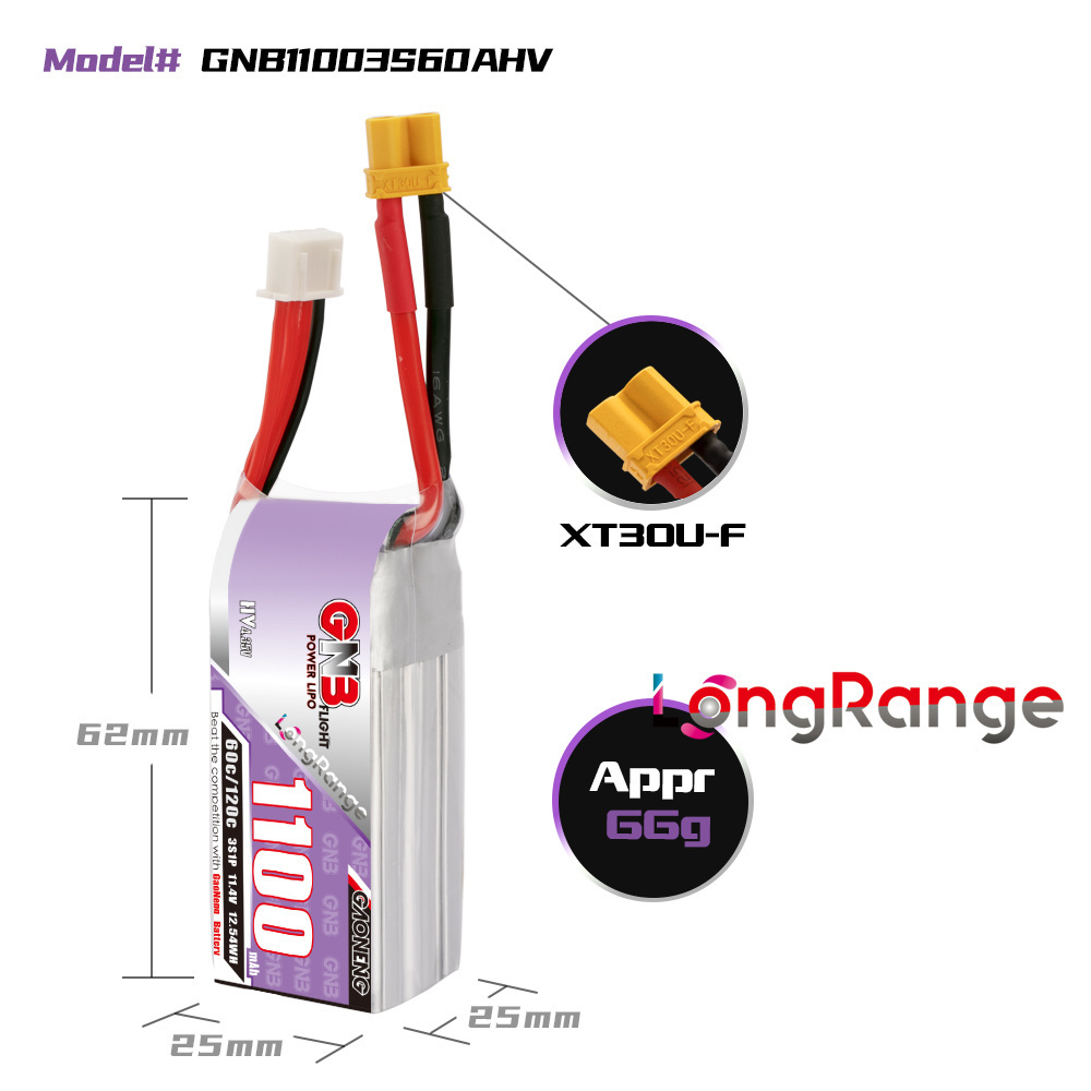 GNB 1100mAh 2S 3S 4S 6S 60C/12 - Drone Battery 6S recensie en prijs